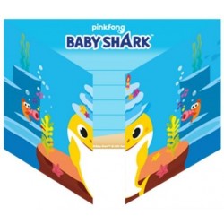 Carte d'invitation de fête de requin bébé + enveloppe (8 pièces)