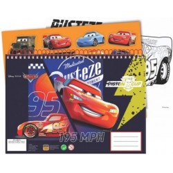 Disney Cars A / 4 Spiral Sketchbook 30 feuilles avec autocollants