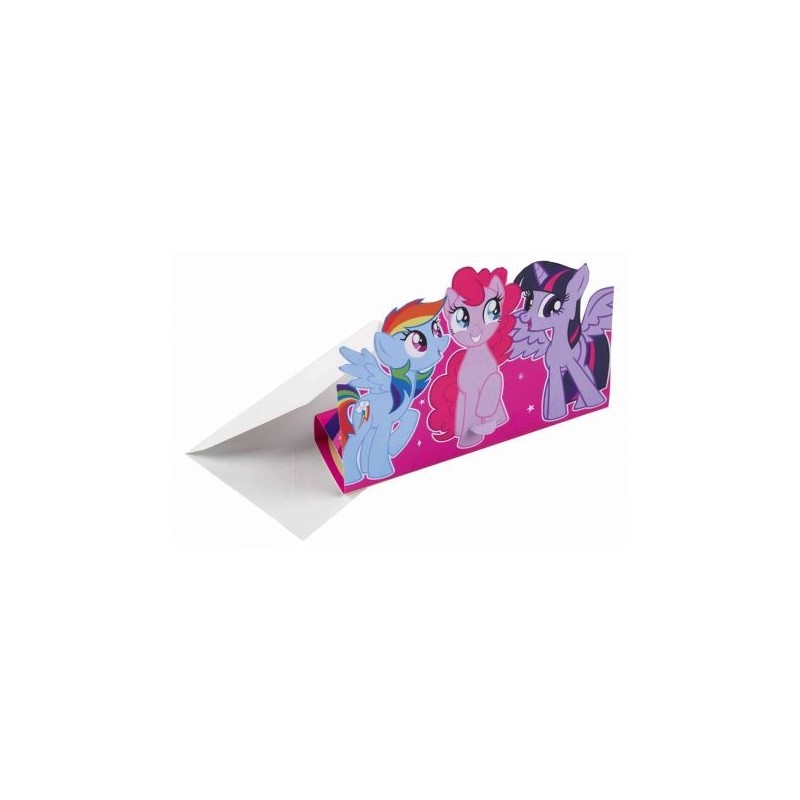 Ma petite carte d'invitation de fête de poney + enveloppe (8 pièces)