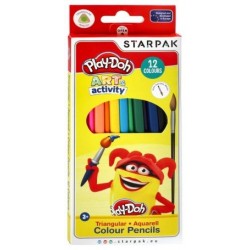 Play-doh aquarell 12 pcs crayons de couleur triangulaire ensemble avec pinceau