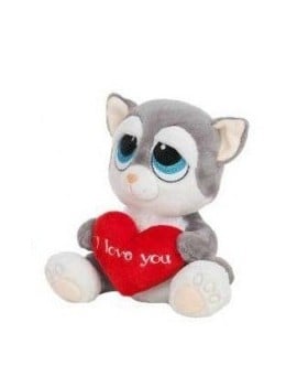 Animaux gros yeux brillants Chat Gris 22 cm