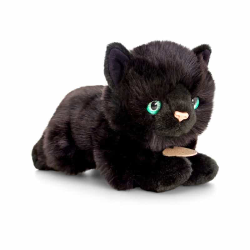 Chat noir en peluche malin aux gros yeux