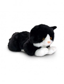 PELUCHE CHAT NOIR-BLANC 30CM