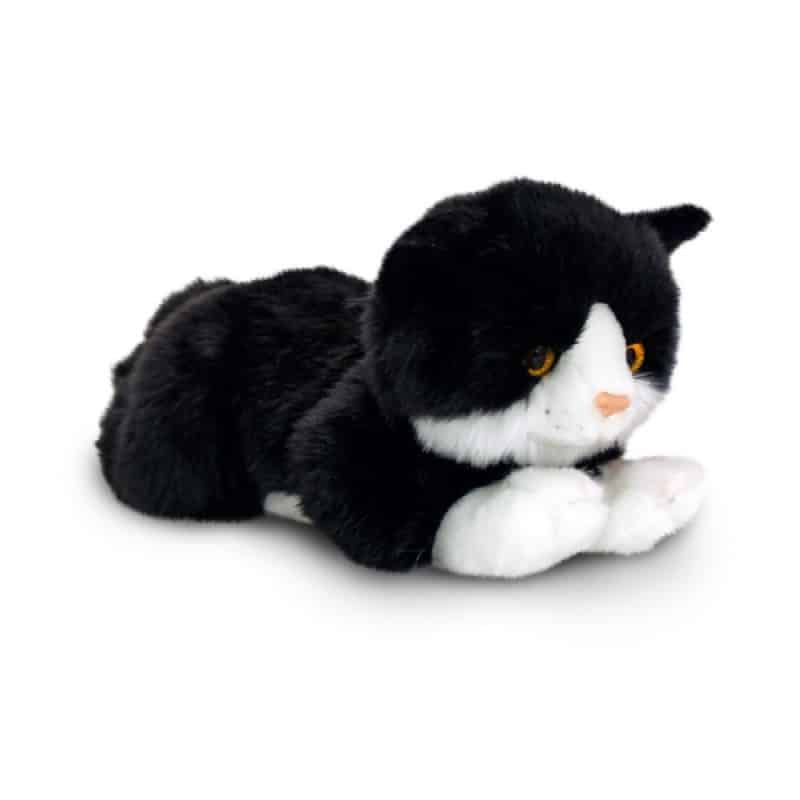 PELUCHE CHAT NOIR-BLANC 30CM