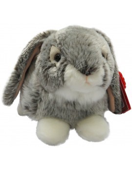 Peluche Lapin Assis Gris 25 cm