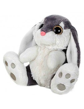 LAPIN GRIS YEUX BRILLANT T1 20CM