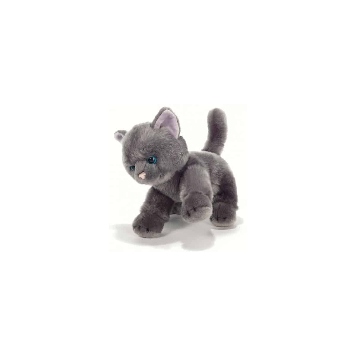 Peluche Chat Gris Yeux Bleus 30 Cm Plush And Company Bellepeluche