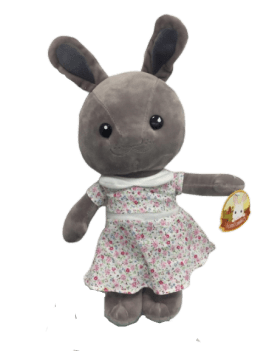 Peluche lapin gris en robe...